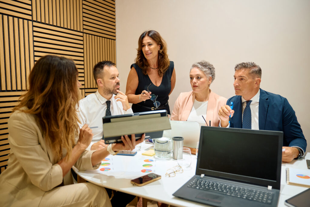 A marketing team discussing how to generate leads